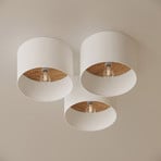 Telesto taklampe, hvit, Ø 35 cm, stoff, tre, stål