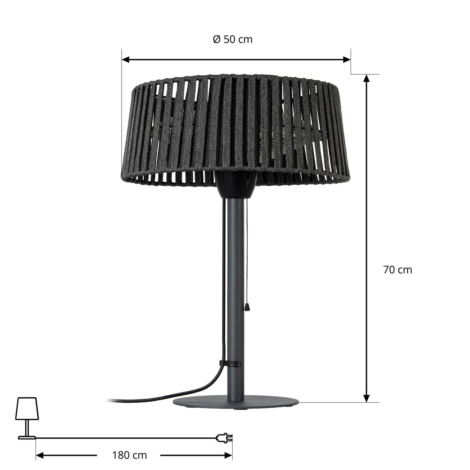 Lucande – promiennik stołowy Pyravo, czarny, aluminium, 70 cm, IP44