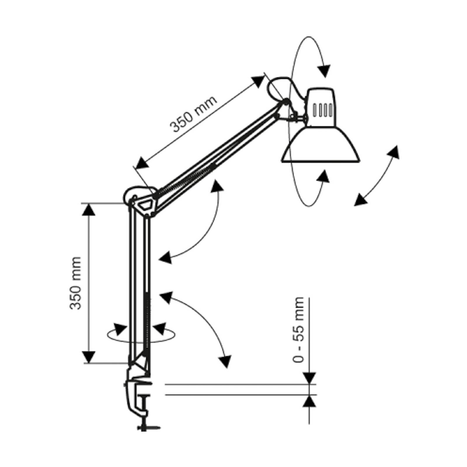 LED-Klemmleuchte MAULstudy, rot, Stahl, Höhe 44 cm, E27 günstig online kaufen