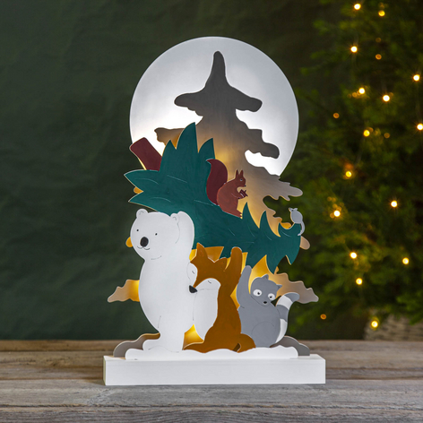Lampe LED Forest Friends, ours blanc, raton laveur