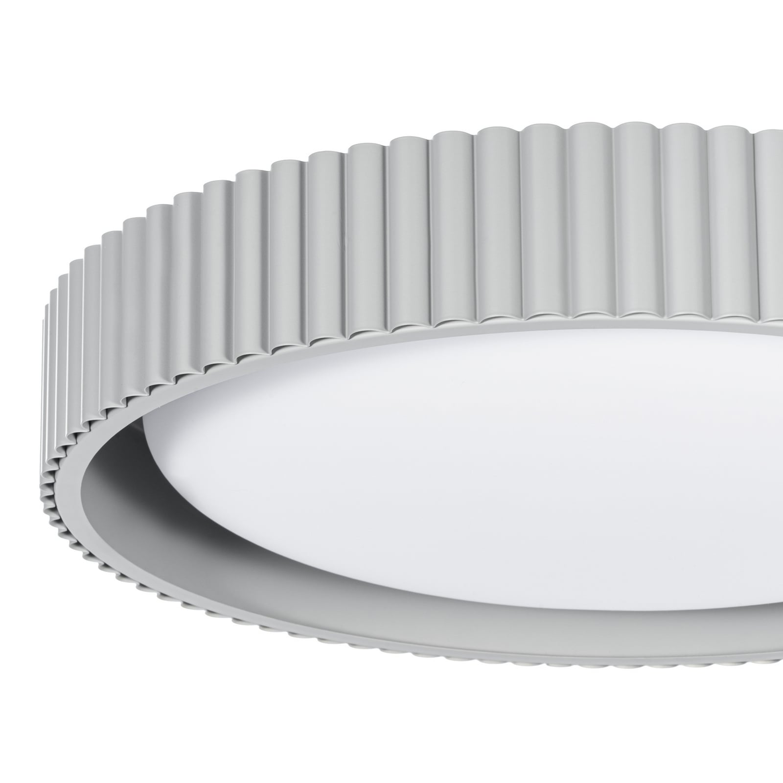 Plafonnier LED Lindby Colbie, gris nervuré, Ø 46 cm, à intensité variable. Plafonnier LED Lindby Colbie, gris nervuré, Ø 46 cm, à intensité variable.
