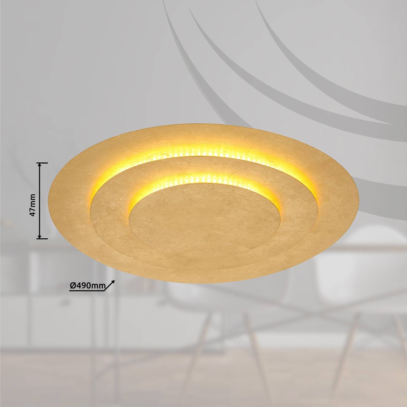 Lampa sufitowa LED Heda, Ø 49 cm, kolor złoty, metal