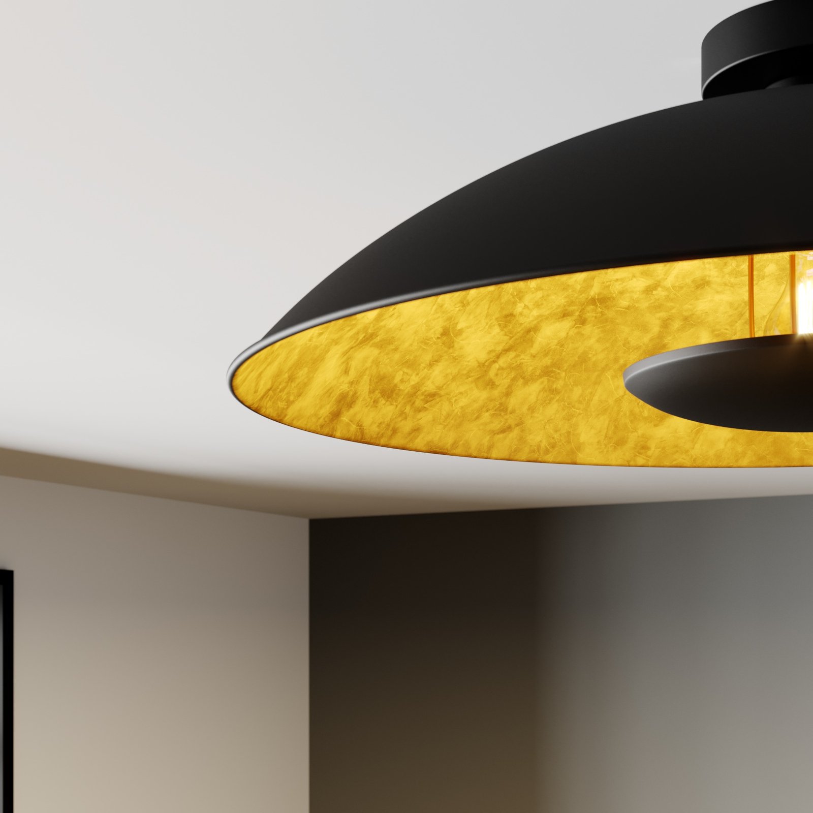 Emilienne ceiling lamp, black and gold-coloured