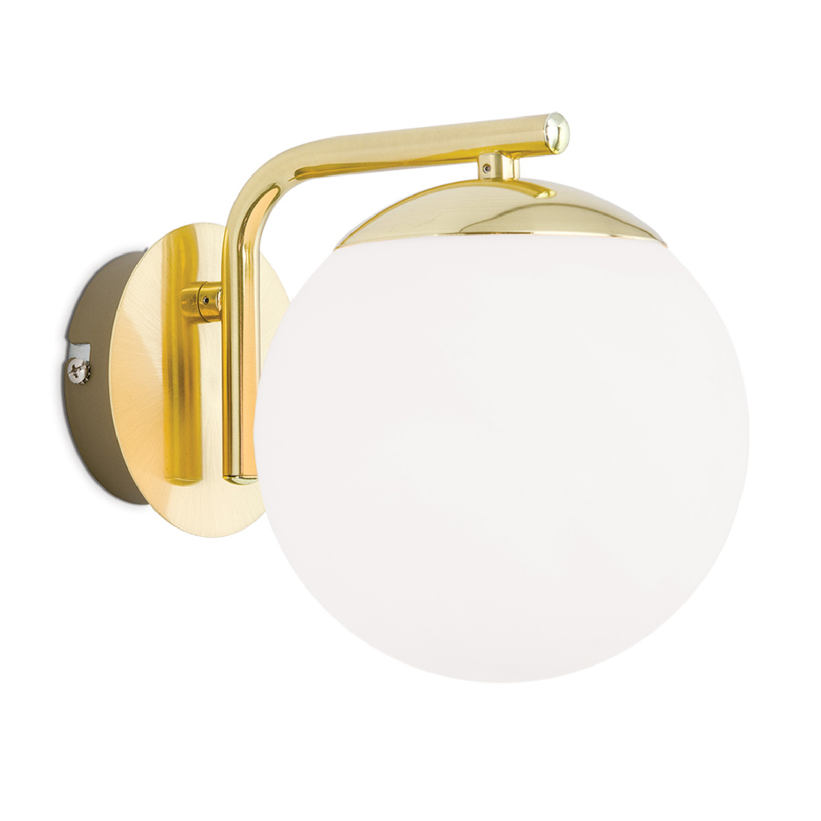 Madis wall light with a glass ball, matt brass