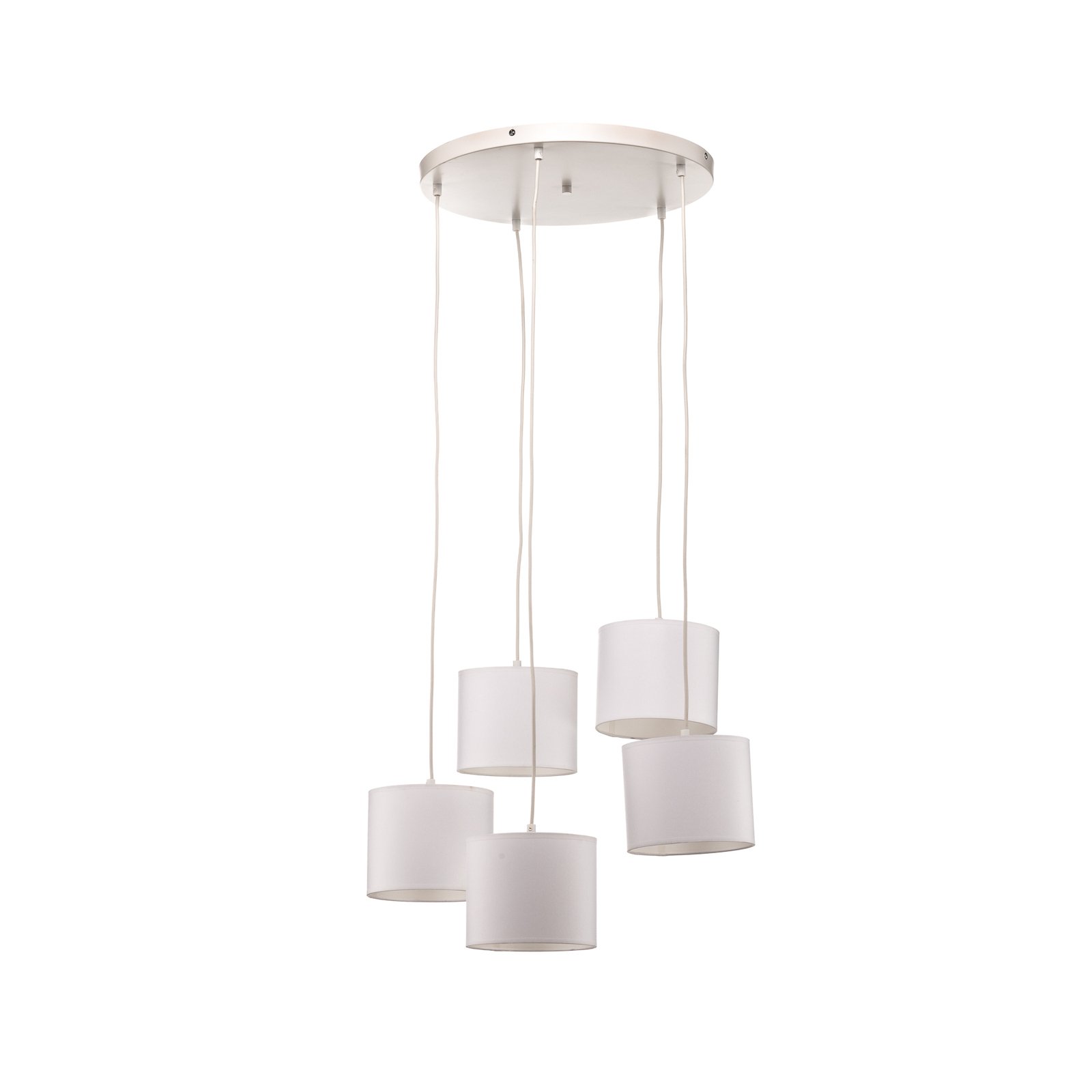 Soho pendant light, cylindrical round 5-bulb white