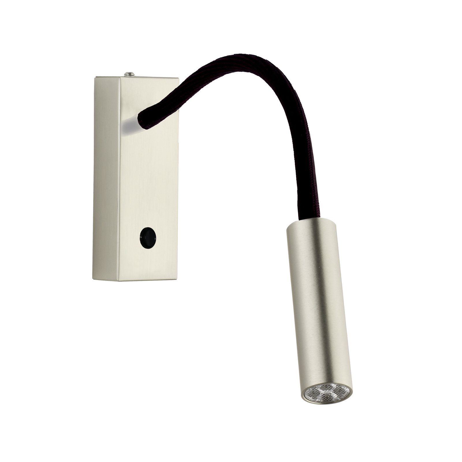 LED-Wandlampe Rocco, nickel matt, Flexarm schwarz