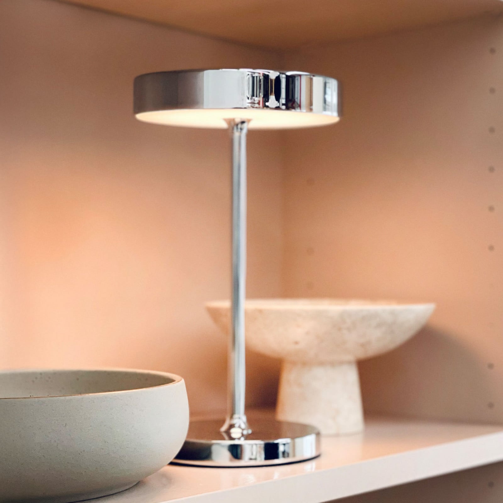 Starlight LED-batteridriven bordslampa, krom, metall Dyberg Larsen - Vardagsrum - Skandinavisk - Rund