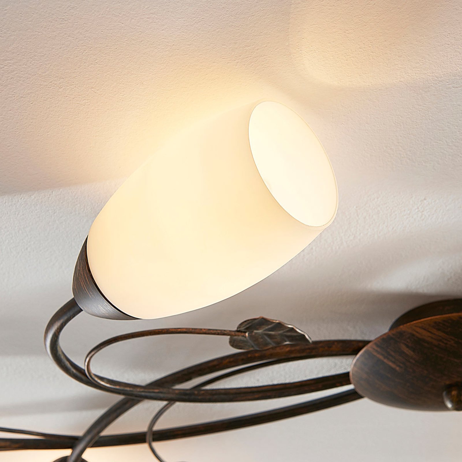 Stefania 6 Ceiling Lamp White/Black-Gold - Lindby