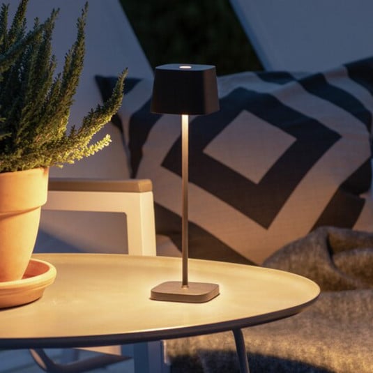 LED-Akku-Tischleuchte Capri, Höhe 25 cm, schwarz, IP54