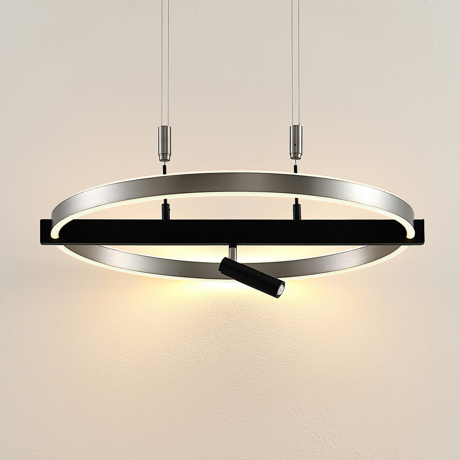 Lucande Matwei LED hanglamp, ringvormig, nikkel