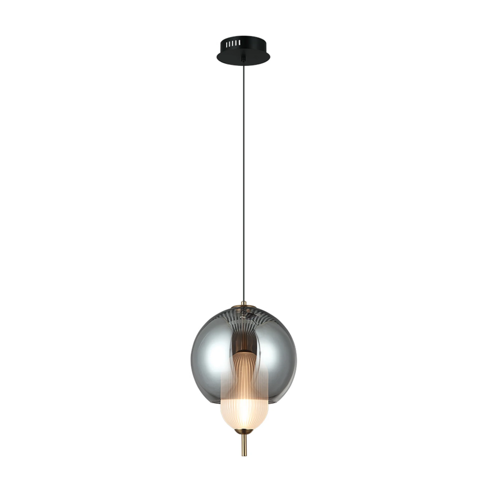 Závěsné světlo LED Adol, kouřově šedé, Ø 25 cm, sklo