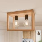 Envolight Rowan ceiling light, oak wood, 2-bulb