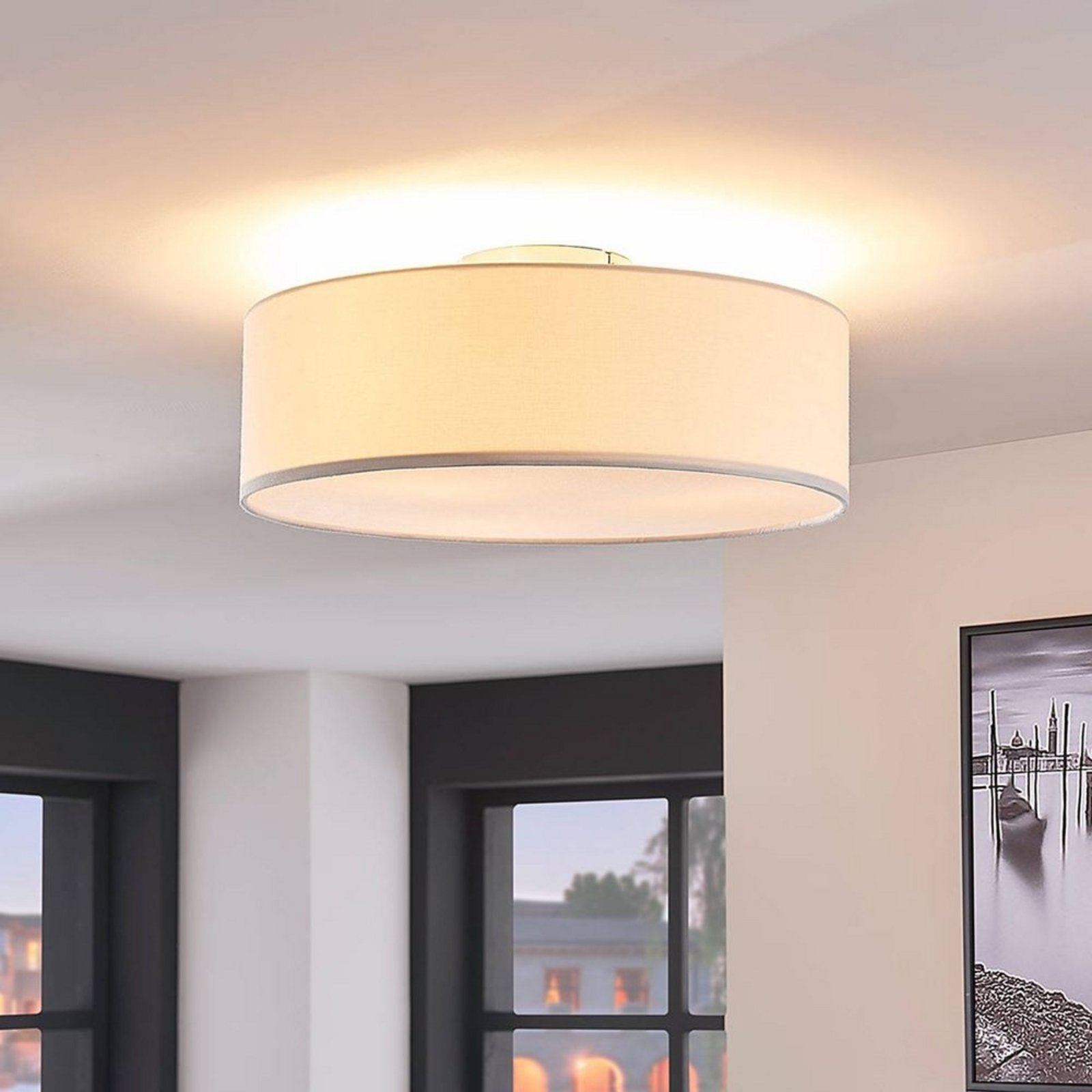 Sebatin Plafond Ø40 Cream/White/Nickel - Lindby