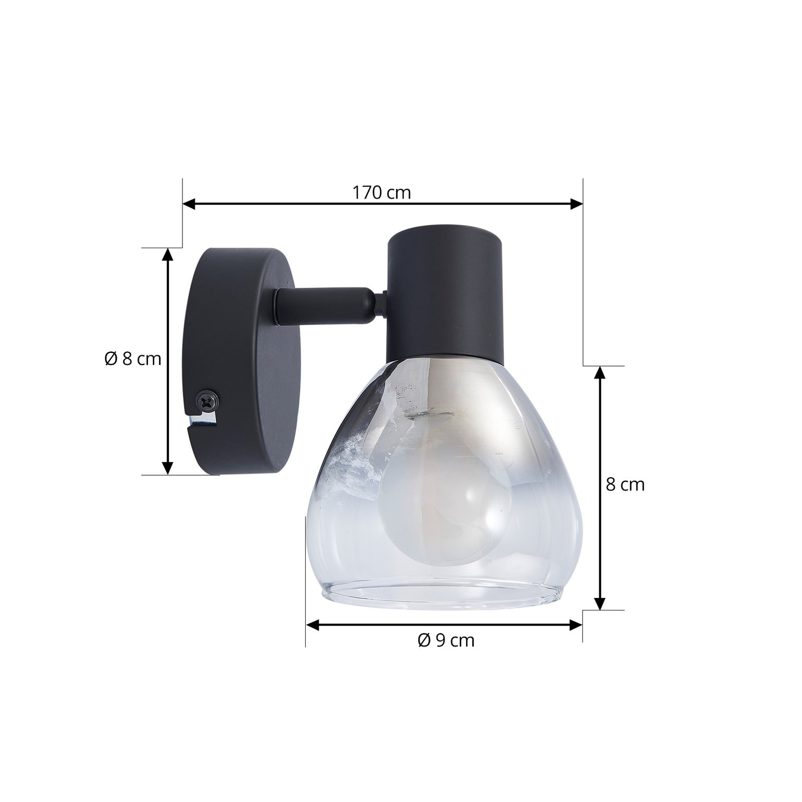Pendura Vägglampa Ø9 Svart - Lindby