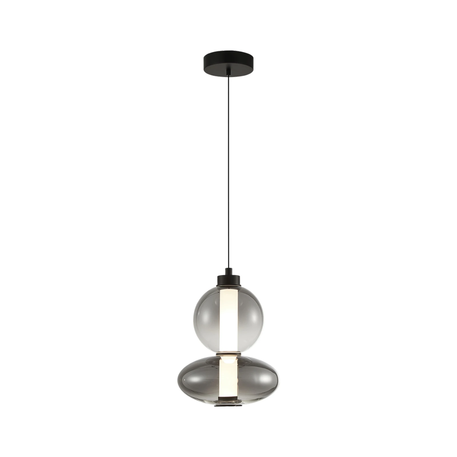 LED-hänglampa Daphne, glas grå-transparent, höjd 28 cm