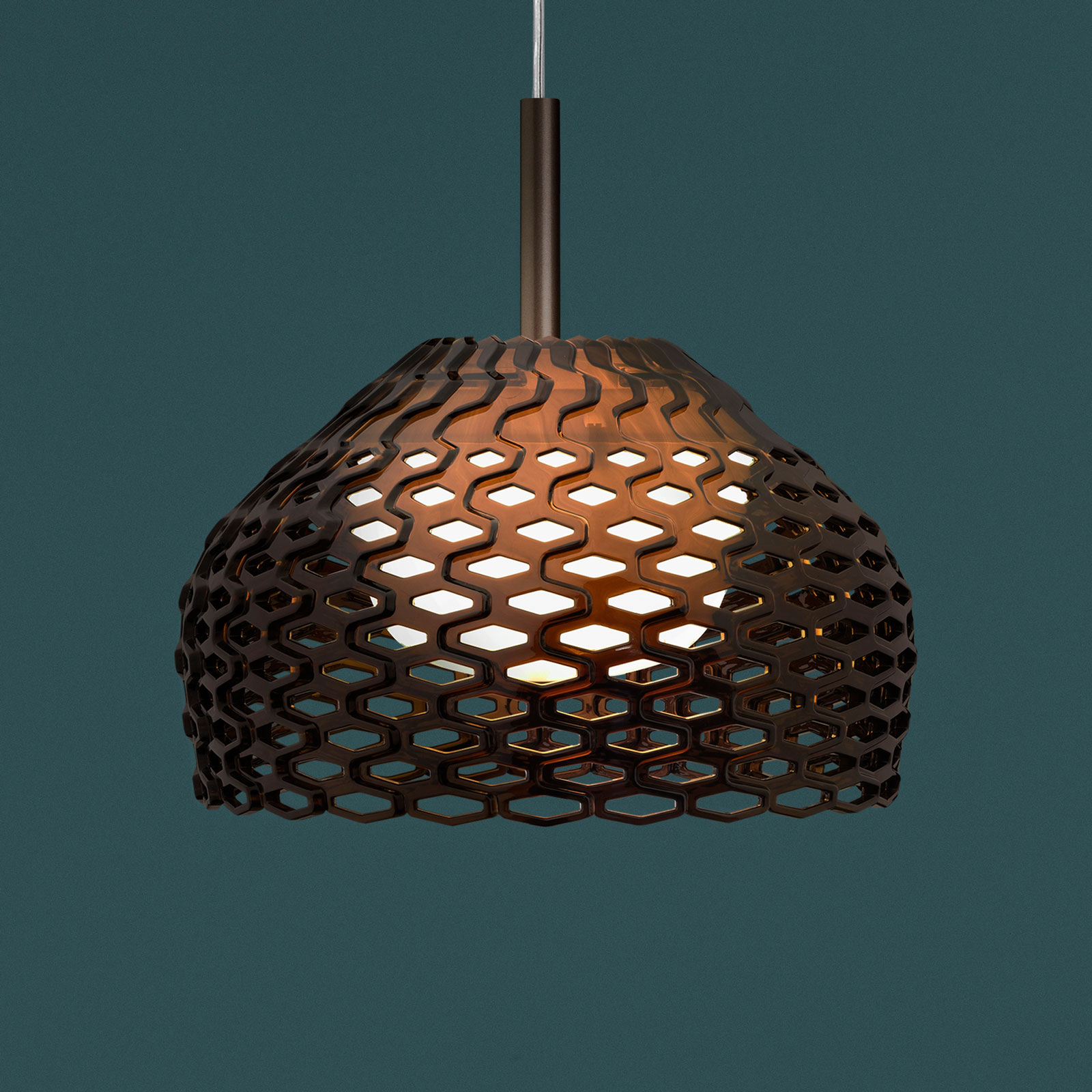 Flos FLOS Tatou S1 hanging light, ochre grey, for Living / Dining Room, polycarbonate, E27, 70 W, energy efficiency: A++, H: 17.8 cm