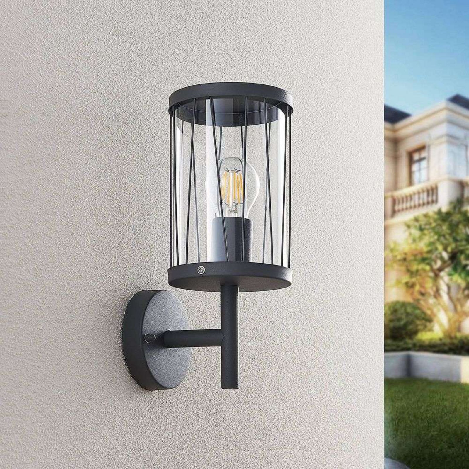 Yonan Ulko Seinävalaisin Dark Grey/Clear - Lindby