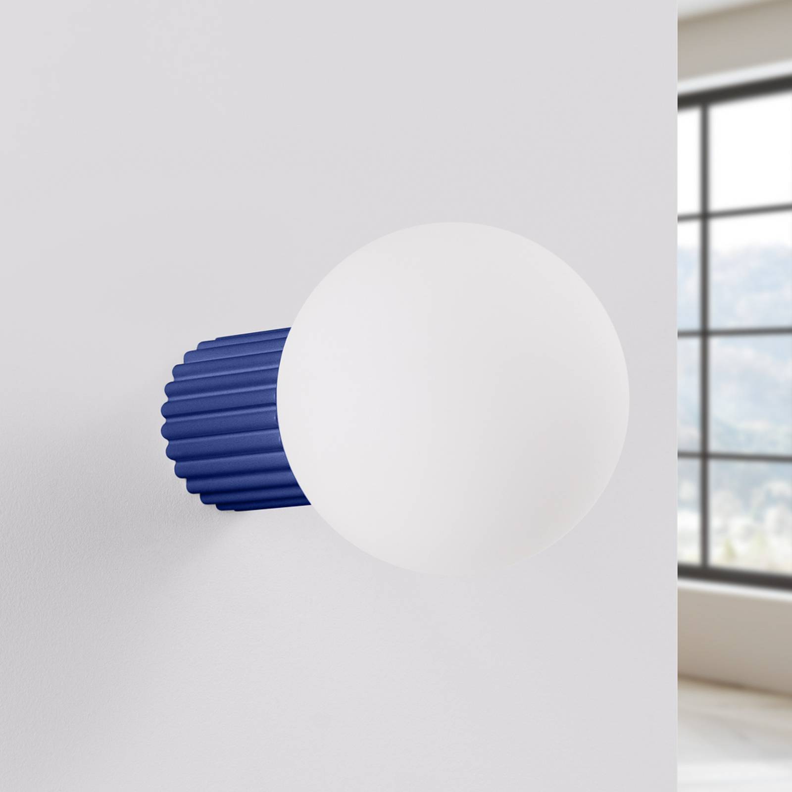 Wandleuchte ORBI, ultramarin, Glas/Metall, Ø 12 cm, IP44, G9 günstig online kaufen