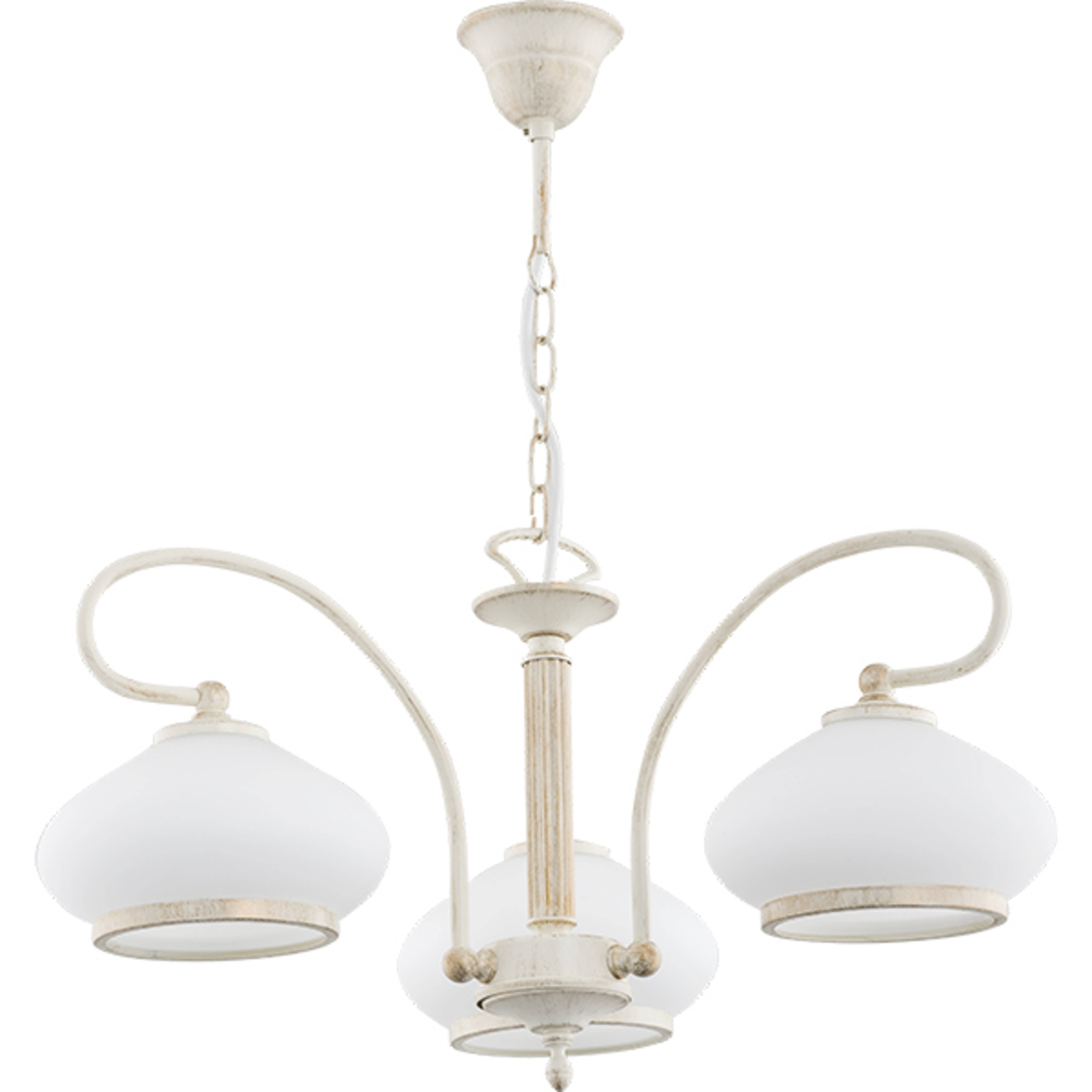 Lámpara de araña Astoria, vidrio, 3 luces, blanco