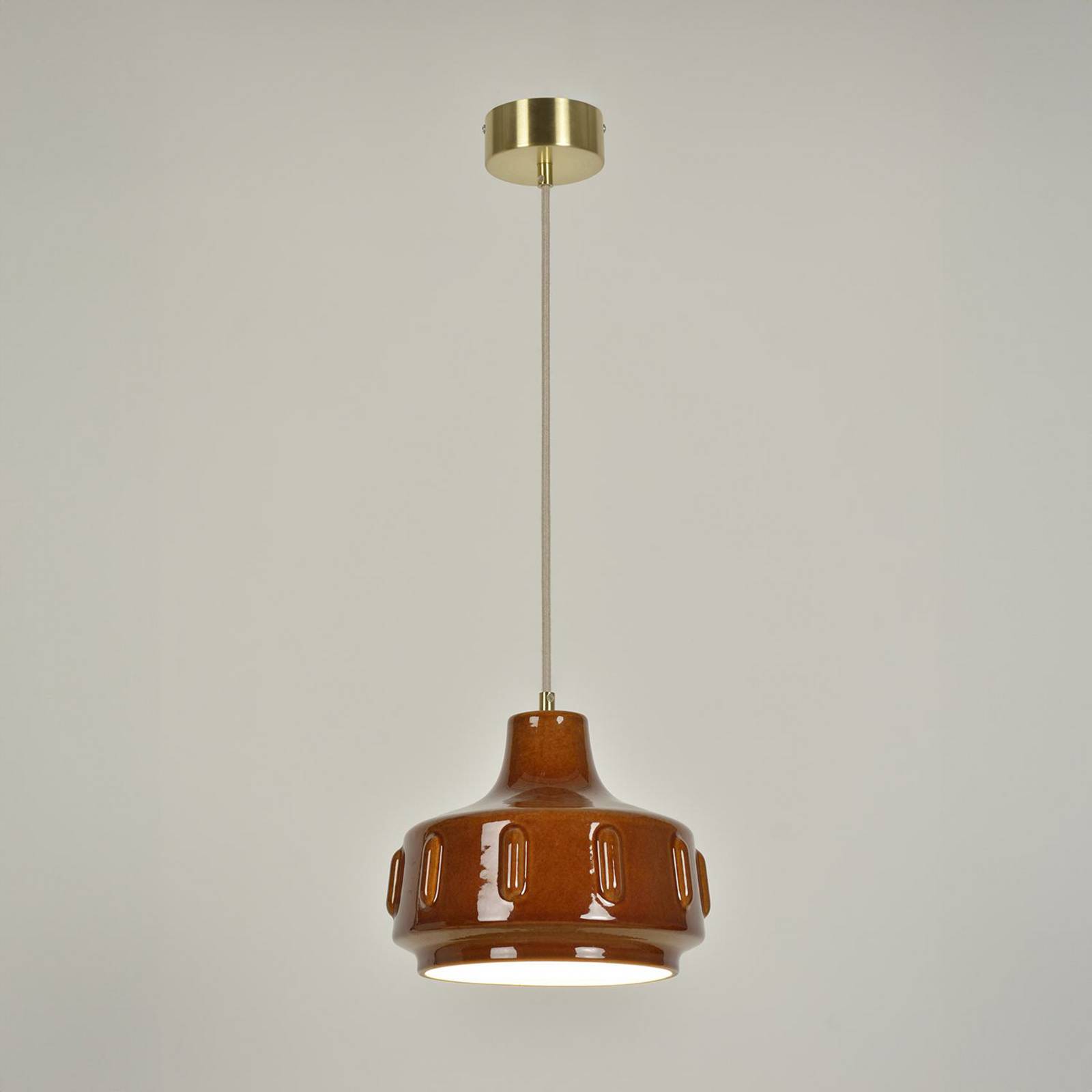 MARKET SET Lampa wisząca Jimmy, Ø 25 cm, brązowa, ceramika