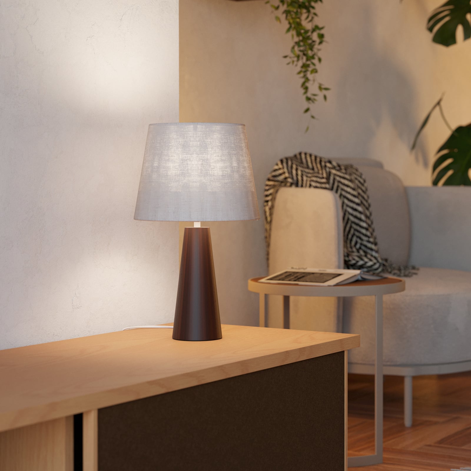 Stolová lampa Patemisco, hnedá/prírodná, oceľ, textil, výška 41 cm Stolová lampa Patemisco, hnedá/prírodná, oceľ, textil, výška 41 cm