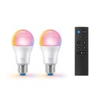 WiZ A60 LED matt WiFi E27 8,5W RGBW Remote 2er-Set