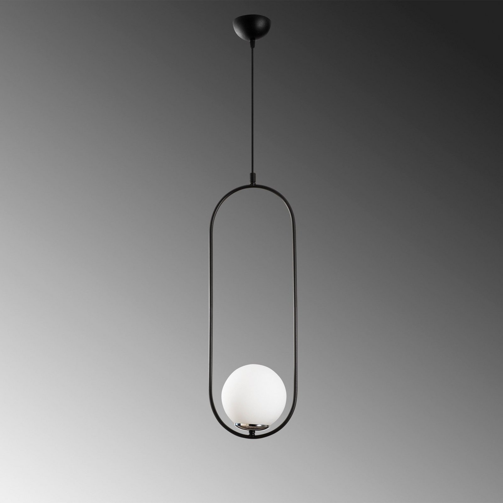 Mudoni pendant light, black/white, glass, metal, E27