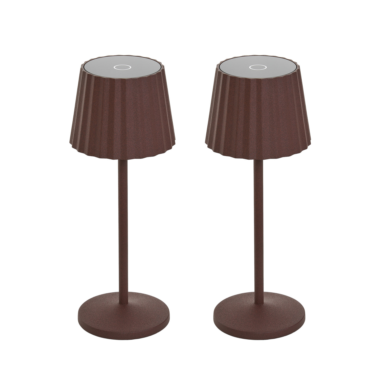 Lindby oppladbar LED-bordlampe Esali, rustbrun, sett med 2 stk