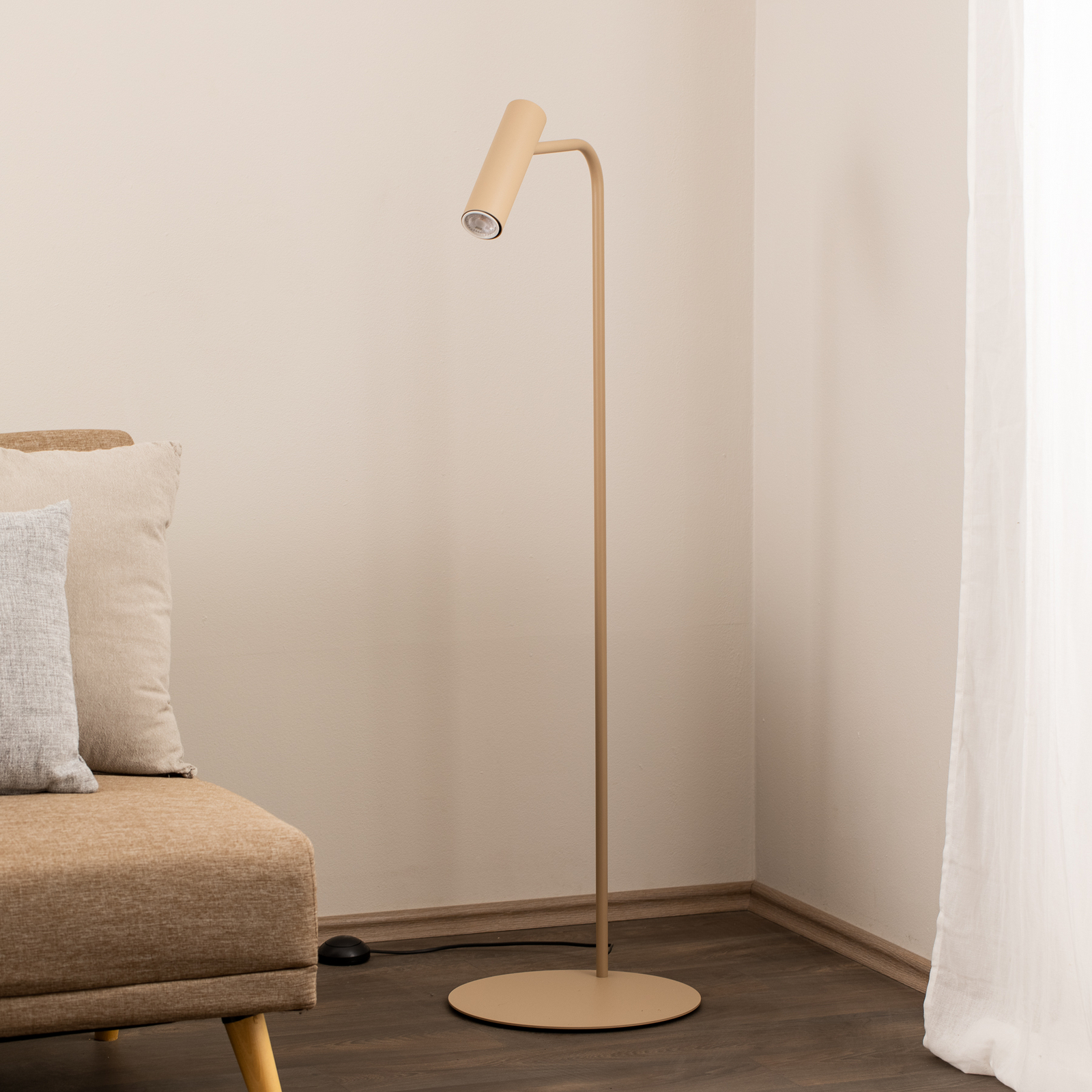 Lampe sur pied Axion, beige, hauteur 115 cm, acier