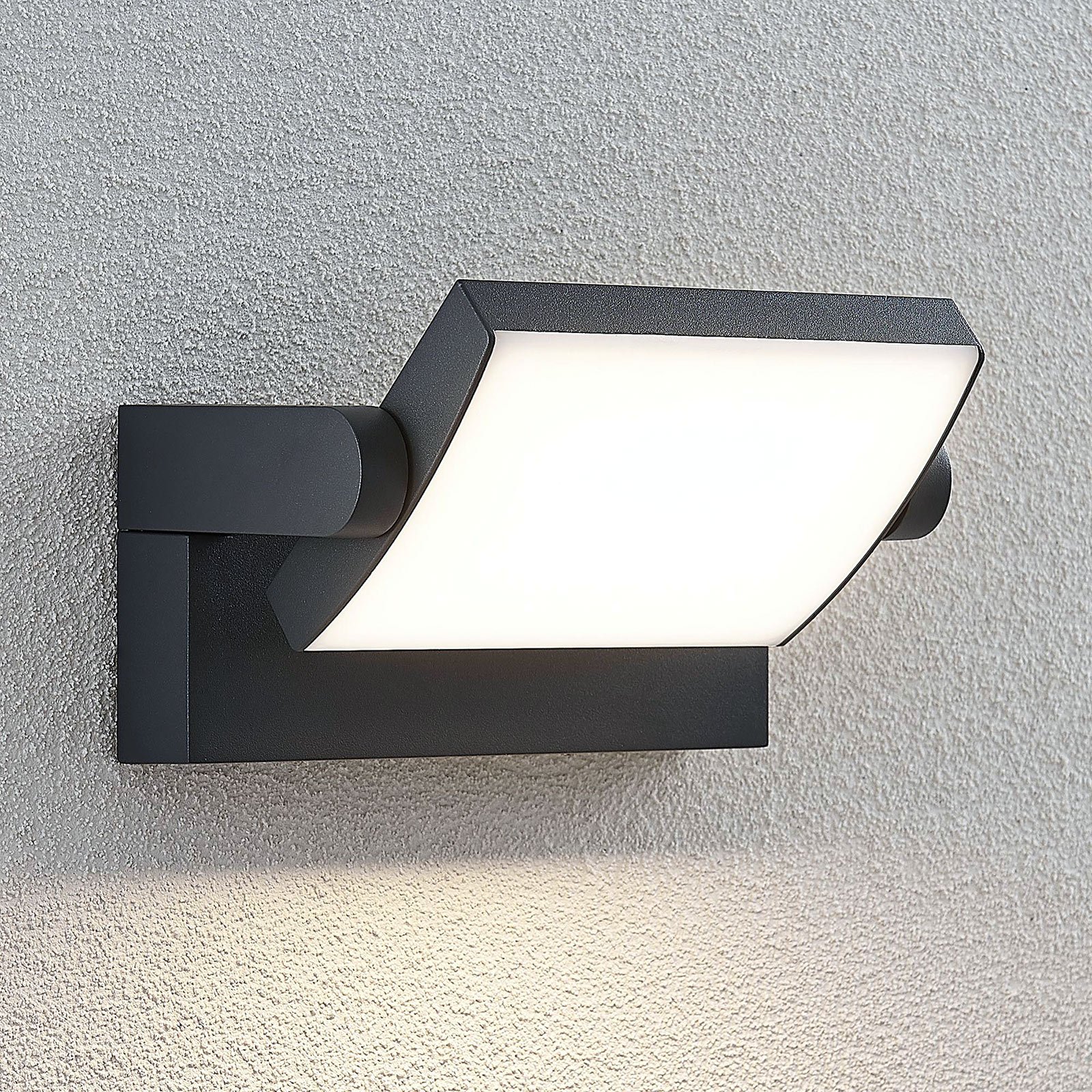 Lindby LED udendørs væglampe Sherin, grå, aluminium, IP54