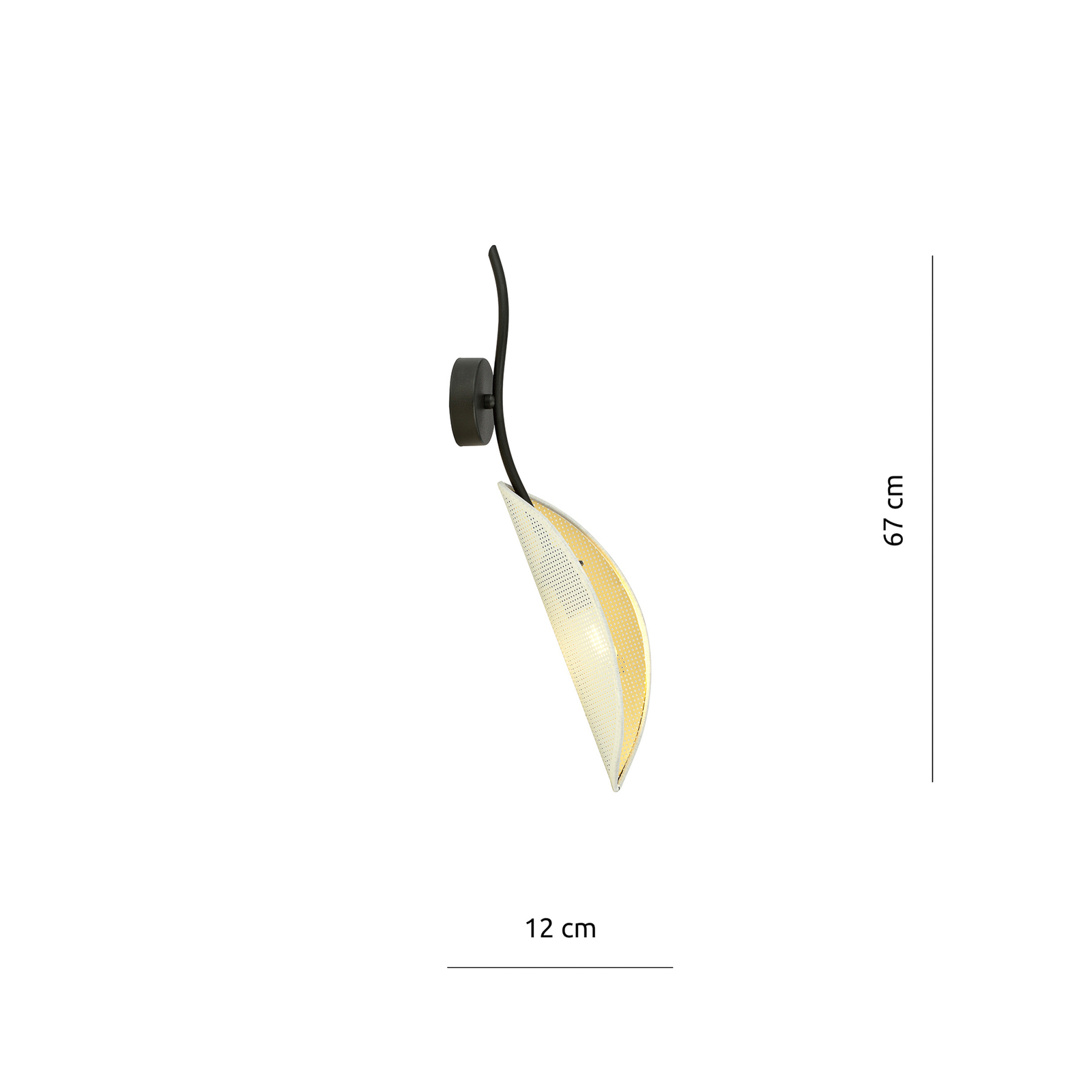 Wandlampe Lotus, schwarz/weiß/gold, 1-flammig