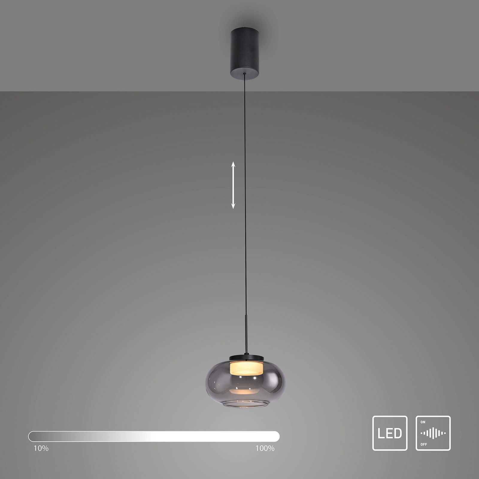 LED-visoka svetilka Sia, 1-žarek, dimno siva, 3.000 K LED-visoka svetilka Sia, 1-žarek, dimno siva, 3.000 K