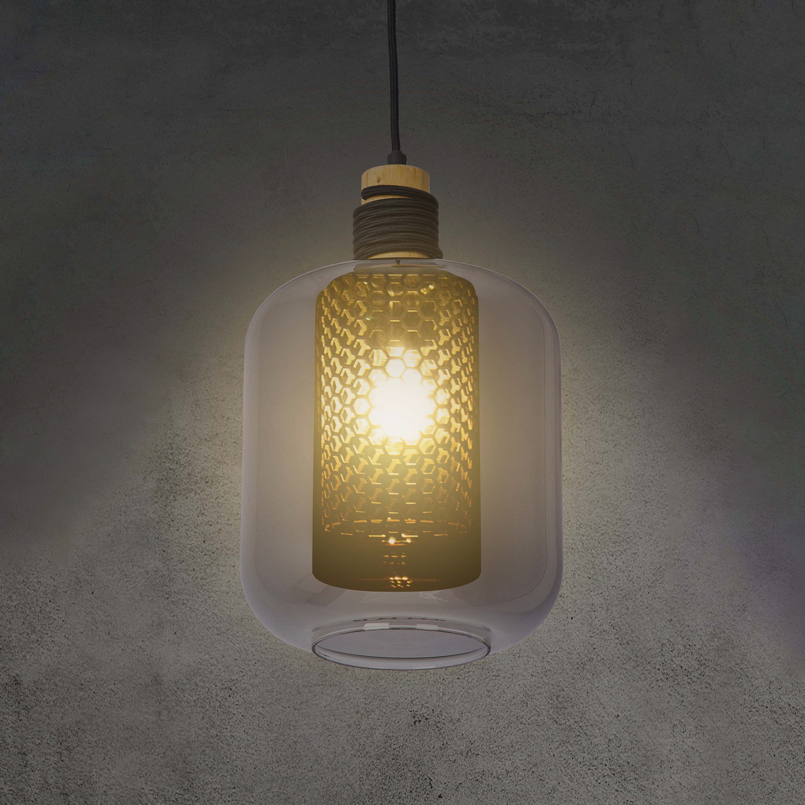 Ando hanging light, glass lampshade, 1-bulb