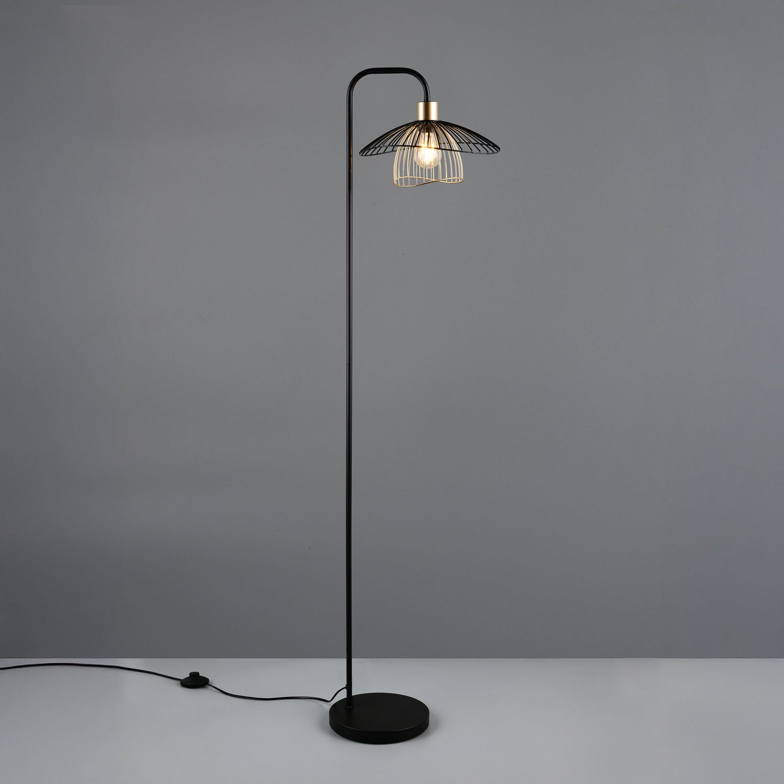 Golvlampa Lauris, matt svart, höjd 155 cm, metall, E27