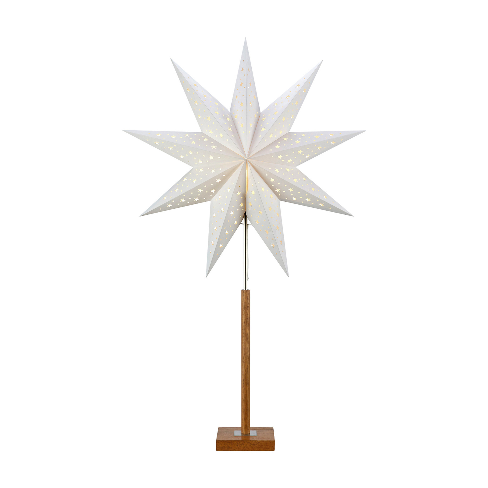 Estrella de pie Solvalla, madera, 100 cm, blanco