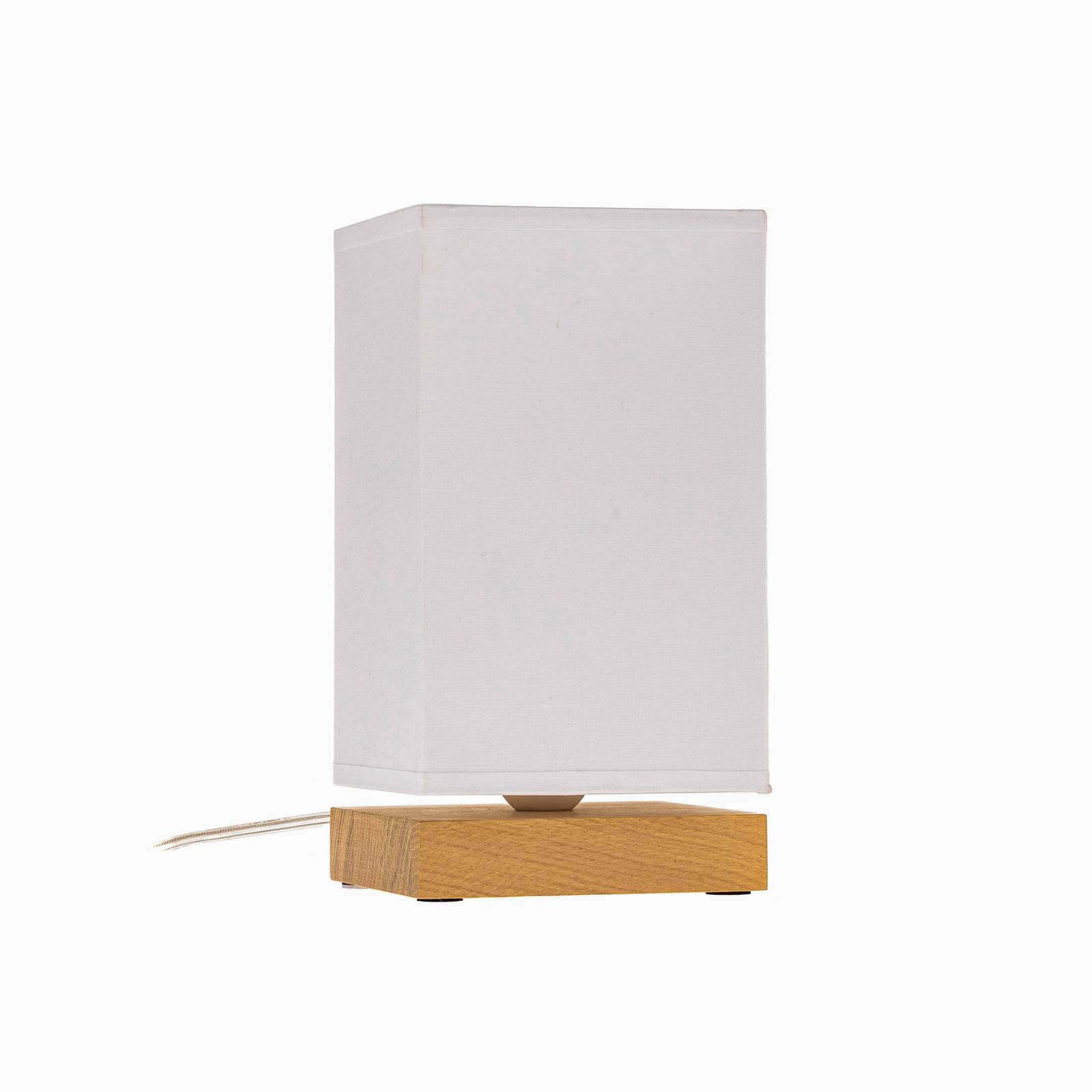 Lampe à poser Canvas chêne angulaire blanche