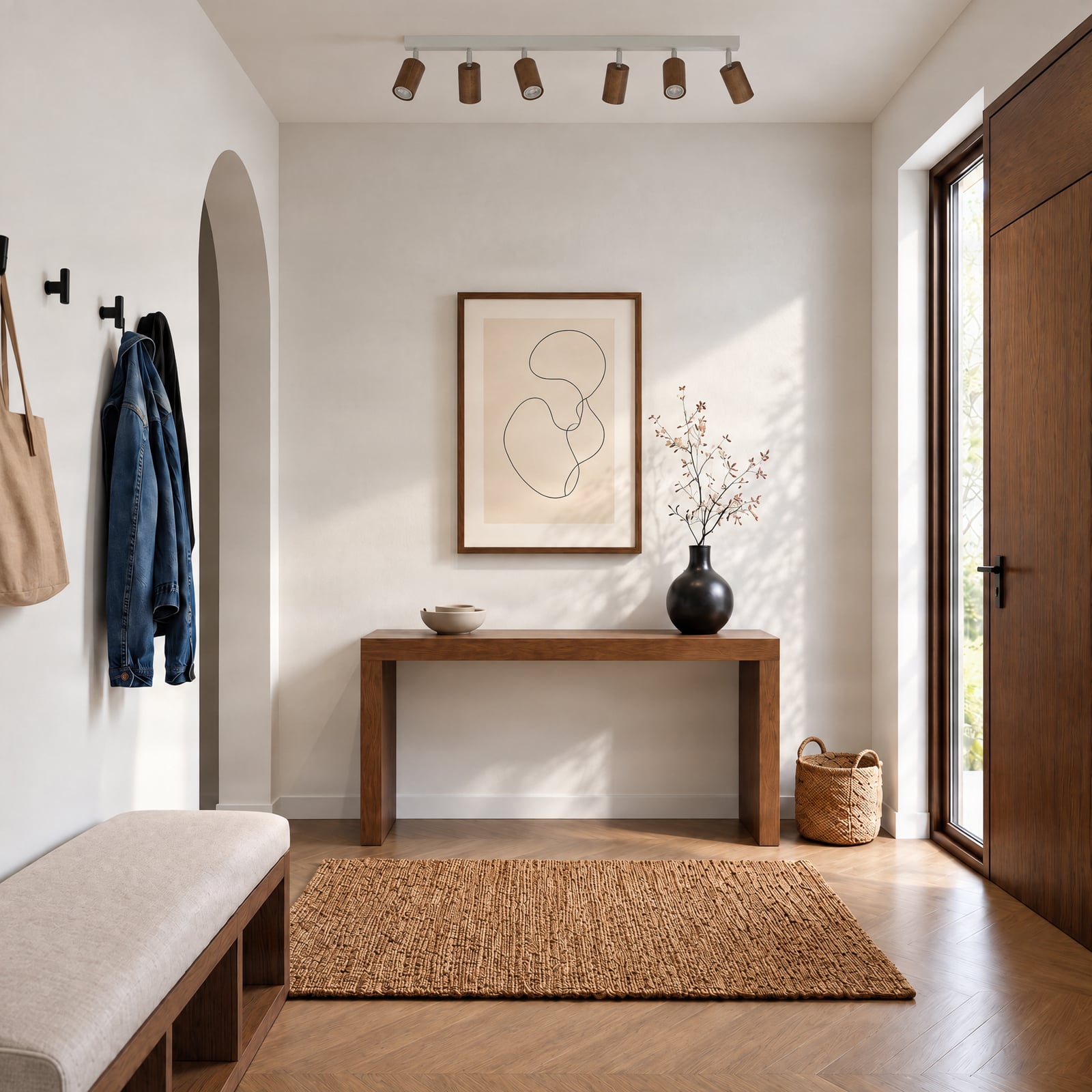 Deckenstrahler Nisse, weiß, Länge 90 cm, 5-flg., Holz/Metall