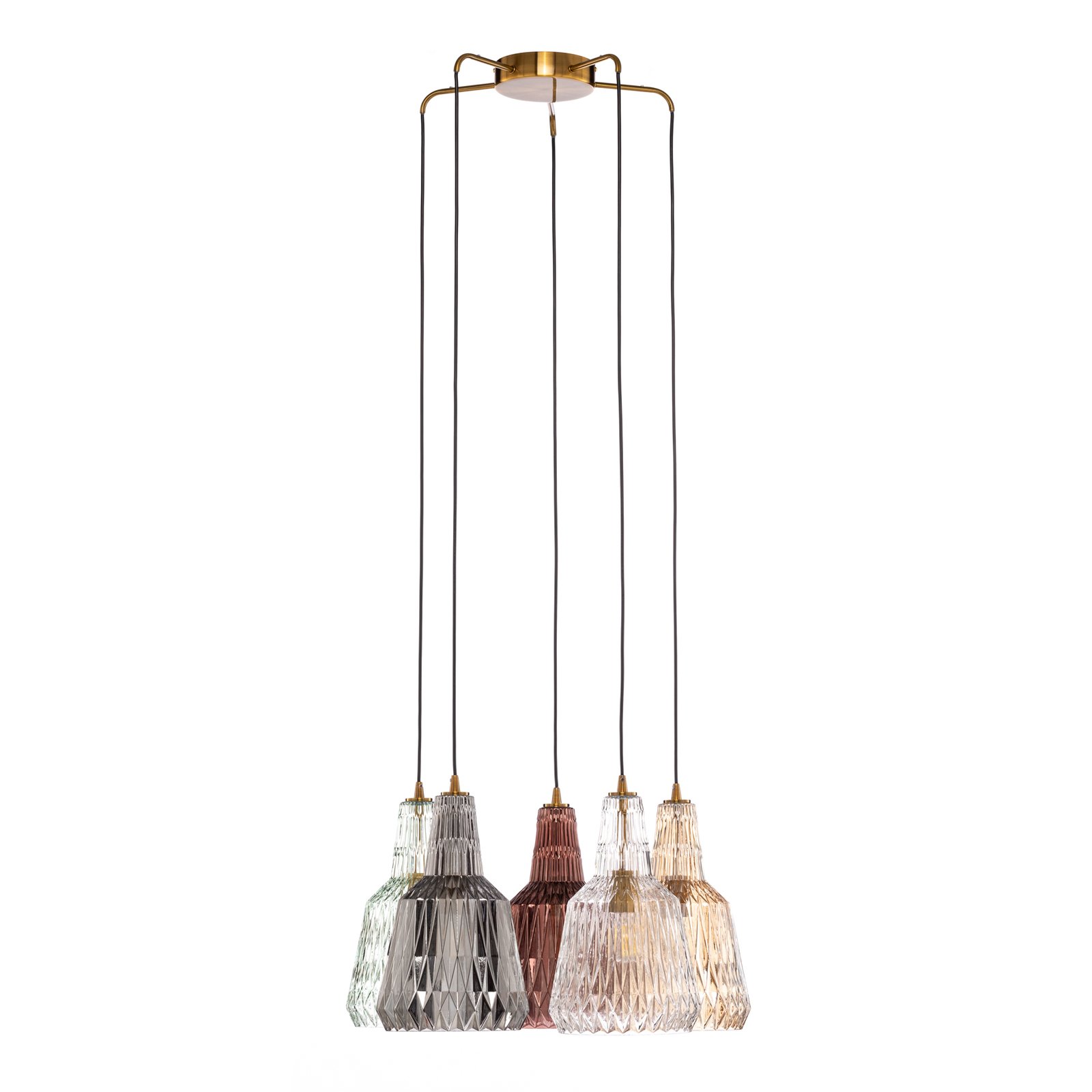 Lampă suspendată Lindby Belarion, multicoloră, 5 lumini, Ø 65 cm