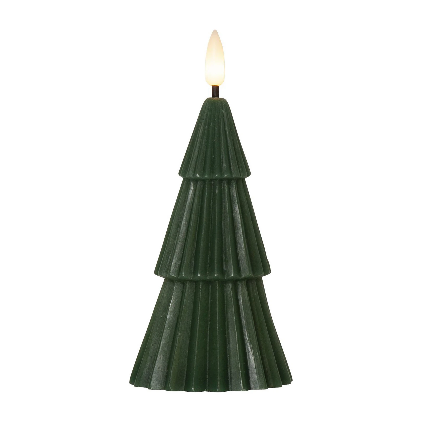 LED žvakė "Flamme Grany", žalia, 15 cm, tikro vaško, maitinama baterijomis