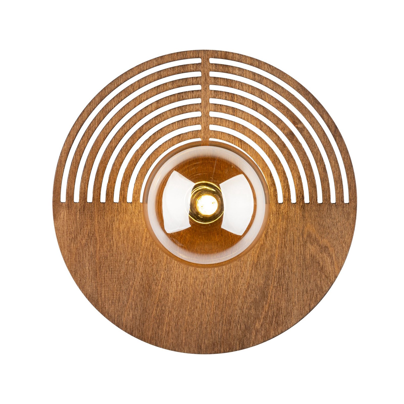 Wandleuchte Lunar, weiß/holzfarben, Ø 30 cm, G9