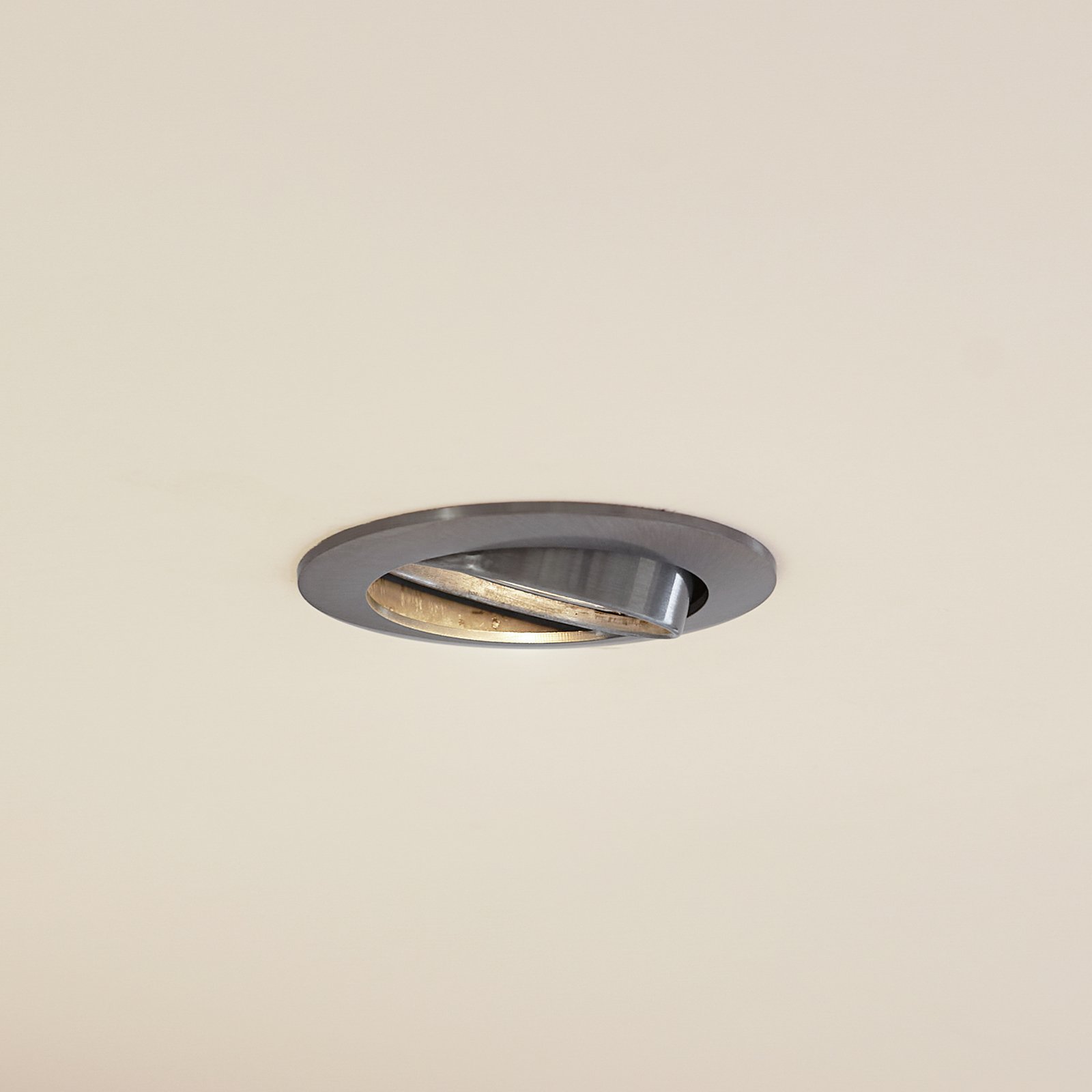 Prios plafond inbouwlamp Fibur, grijs, aluminium, Ø 8,2 cm