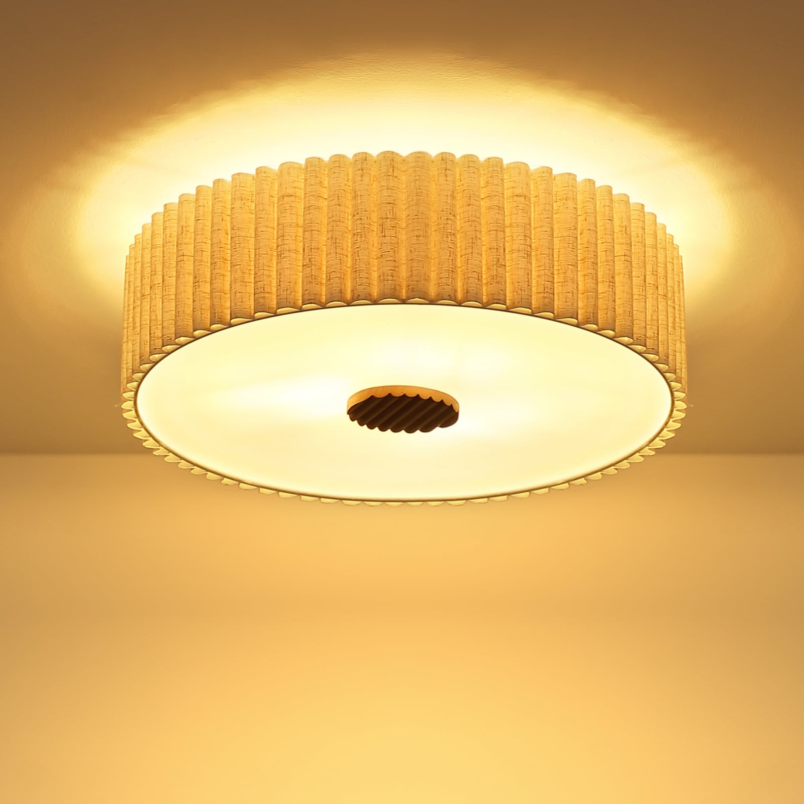 Plafondlamp Jannie, naturel, linnen, 3-lamps, Ø 50 cm, E27 Plafondlamp Jannie, naturel, linnen, 3-lamps, Ø 50 cm, E27