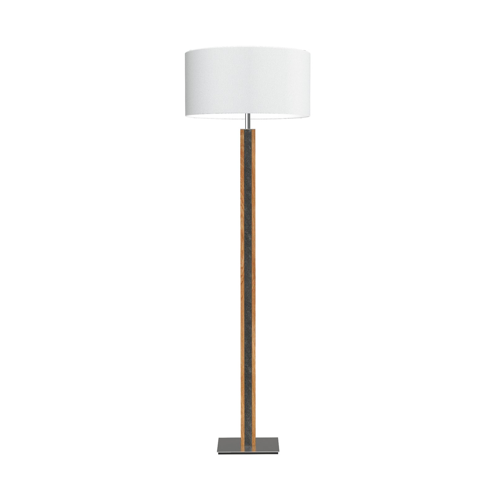 HerzBlut floor lamp Karl G, round, wood/granite, white, E27