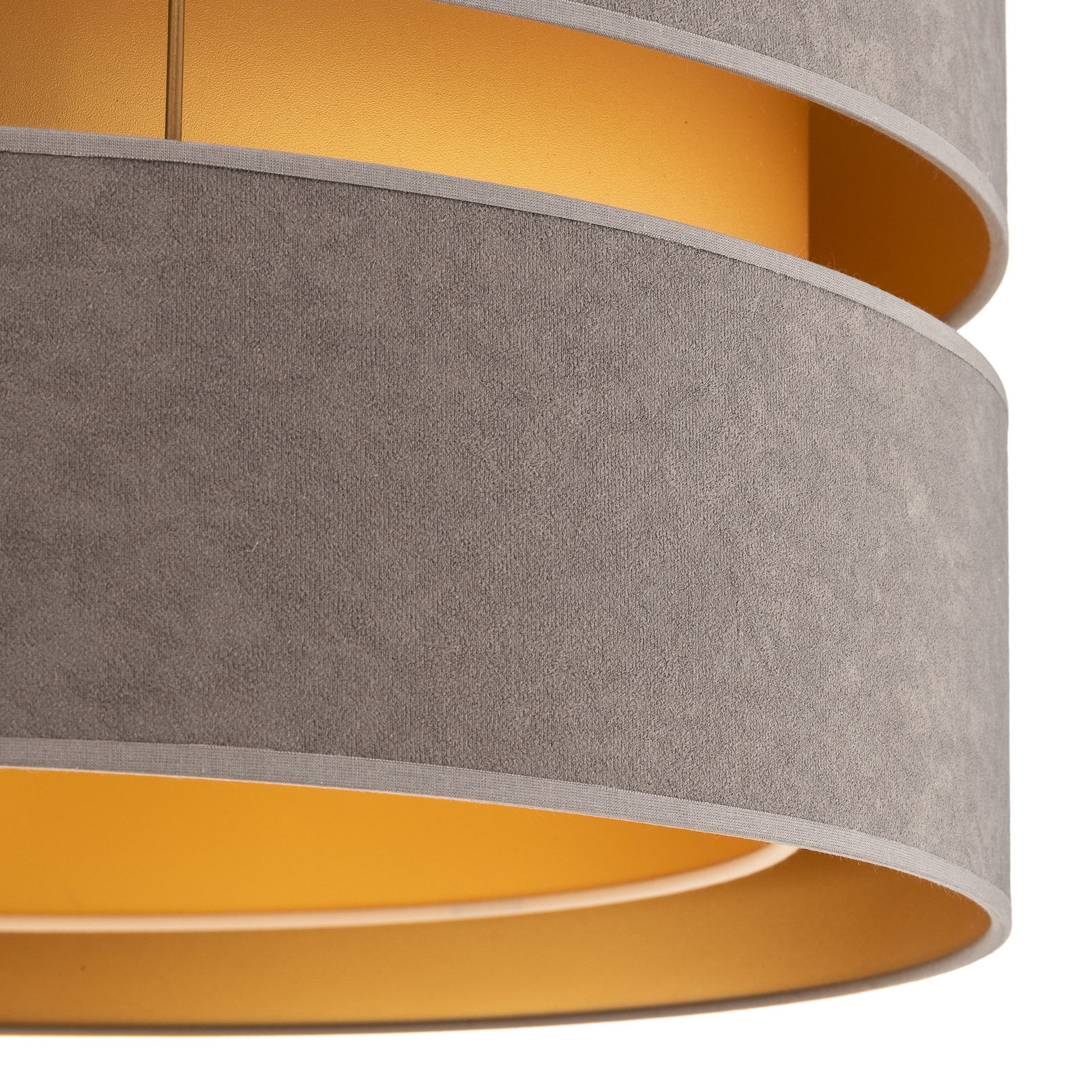 Taklampe Duo av tekstil, grå/gull, Ø60cm