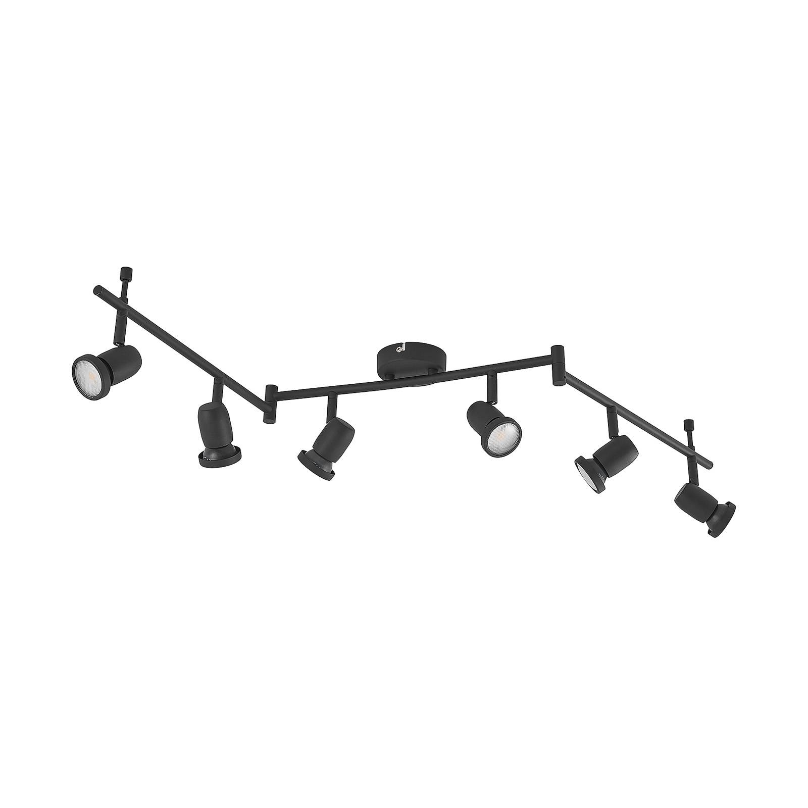 ELC Simano LED ceiling spotlight, black, 6-bulb - Living / Dining Room - Ceiling Light - Modern