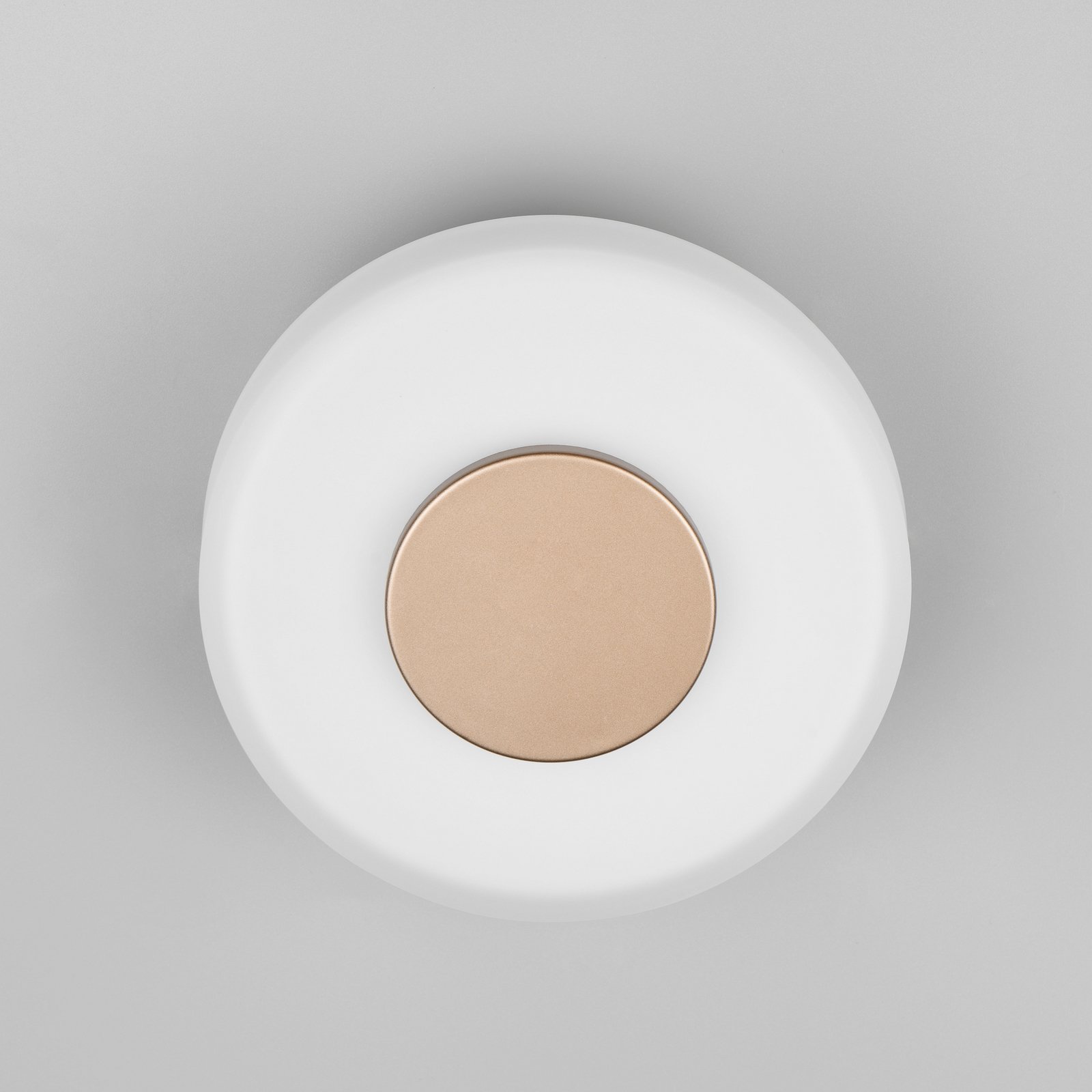 LED wall light Celeste, brown/white, Ø 22 cm glass dimmable