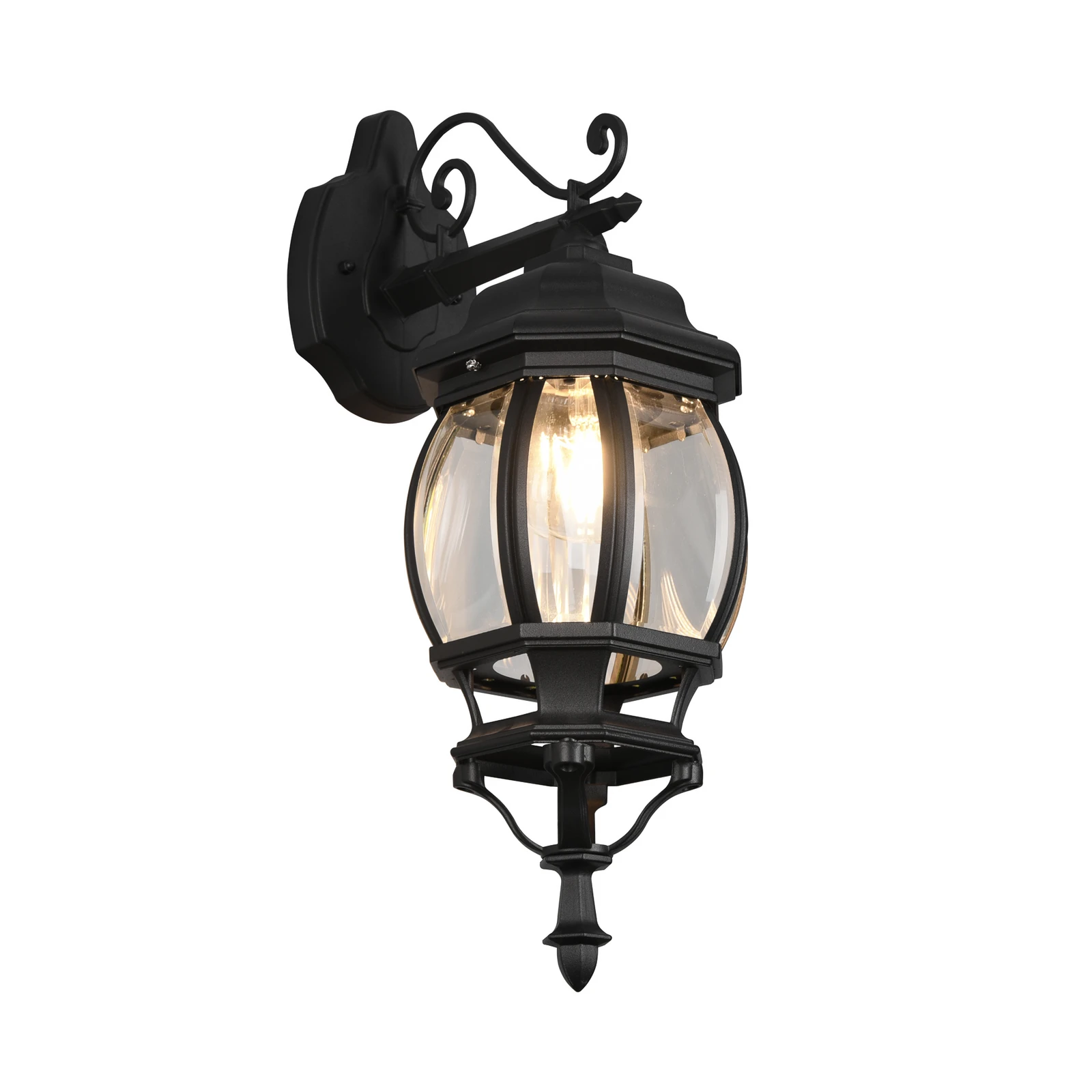 Elvo outdoor wall light, socket below, matt black