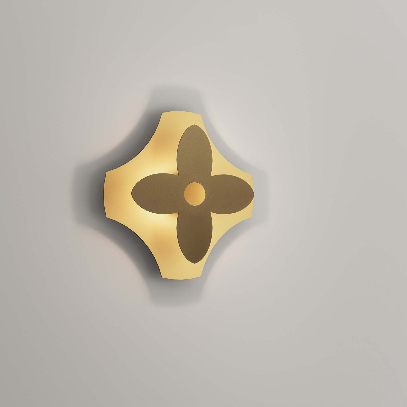 OLEV LED-Wandlampe ORNATO FLOWER, gold/braun, Metall 2.700 K
