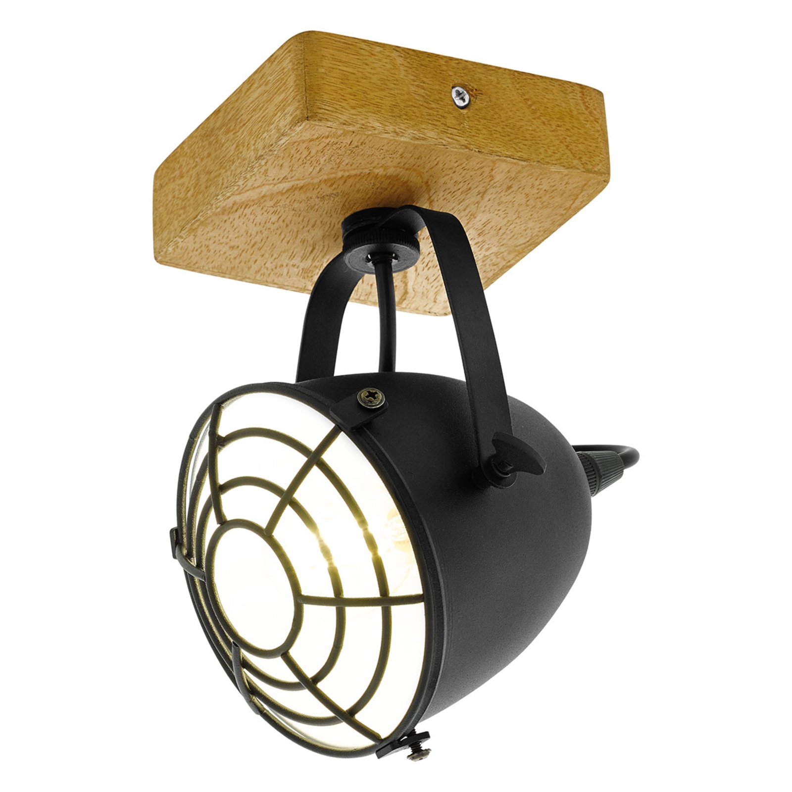 Takspotlight Gatebeck, av trä och metall, 1 lampa