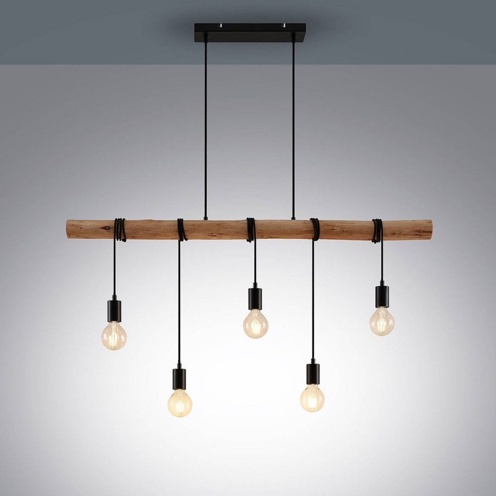 Rom Lustră Pendul Black/Wood - Lindby